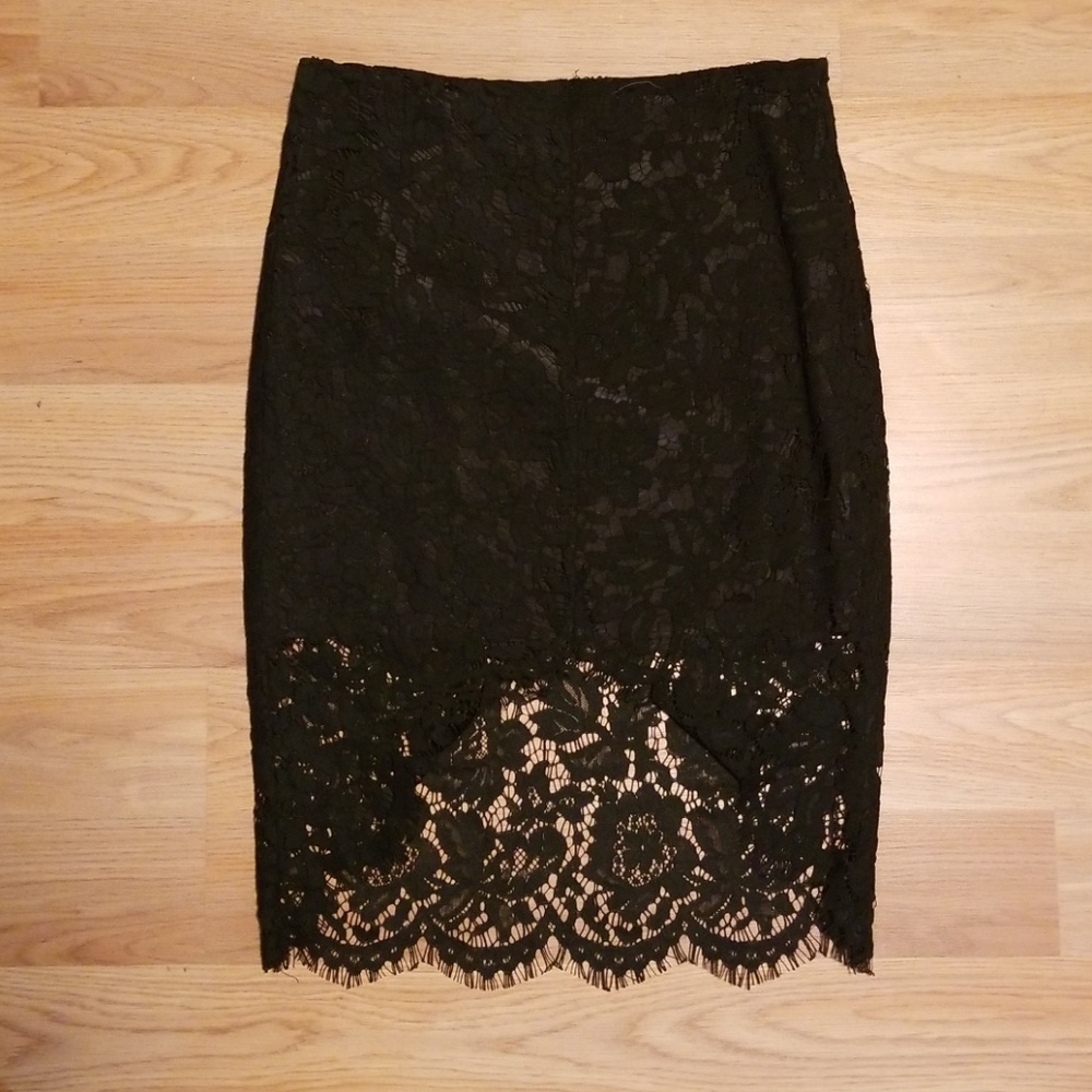 Black Lace Pencil Skirt